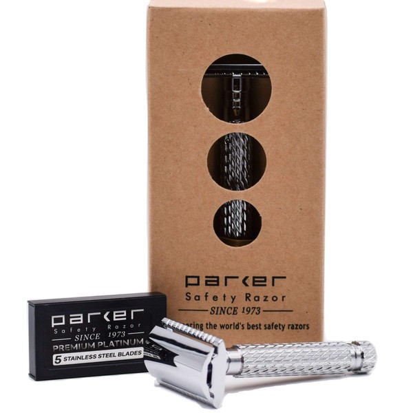 Parker 94R ”Hefty” Double Edge Safety Razor & 5 Premium Blades