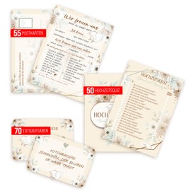 colortouch Wedding Game with 70 Tasks, 50 Wedding Quiz, 52 Postcards with Questions to Fill In, Photo Tasks for Wedding Photos, Vintage Wedding Decoration, Wedding Gift Alternative to Guest Book