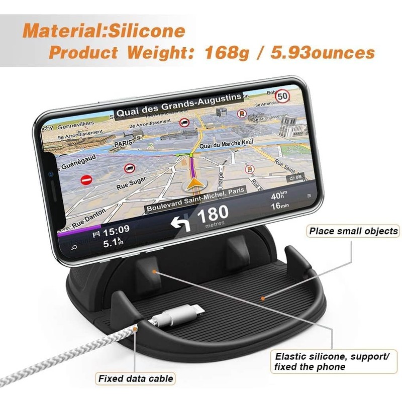 Car Phone Holder – Non-Slip Silicone Dashboard Mat, Universal Cell