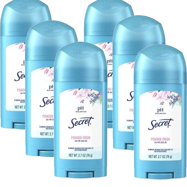 Secret Original Powder Fresh Women's Solid Antiperspirant & Deodorant 2.7 Oz, Pack of 6