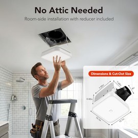 OREiN 2-in-1 Bathroom Exhaust Fan with Light, 110 CFM Shower Vent Fan, Quiet 1.5 Sones DC Motor, 1000LM Bright LED, 5000K, ENERGY STAR, HVI/FCC/ETL, Easy Retrofit Installation (Cut-Out 7.36" x 7.68")