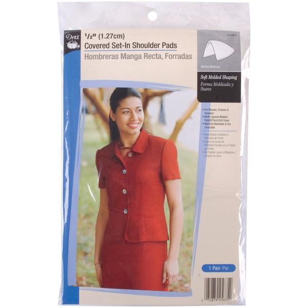Dritz Dritz 1/2" Covered Set-in Shoulder Pads, 1 Pair, White