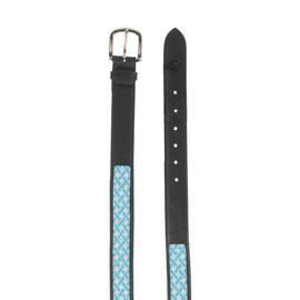 Equinavia Estelle Womens Hand Beaded Leather Equestrian English and Western Horse Riding Belt - Black/Forever Blue - 1X