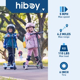 Hiboy ES1 Electric Scooter for Kids Ages 4-8, LED Light-Up Wheels & Side Lights, 5MPH Safe Speed, 6 Miles Range, Easy Kick-Start, Scratch-Proof Curved Edges - Safety E Scooter, UL 2272 Certificate