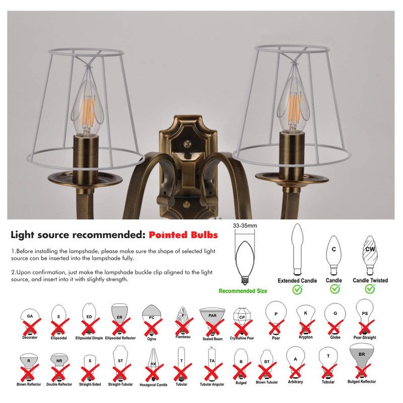 Fuloon Small Lamp Shades Clip on Bulb, Modern European Style