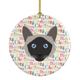 Caroline's Treasures Balinese Cat Christmas Ceramic Ornament Christmas Tree Hanging Decorations for Home Christmas Holiday, Party, Gift, 3 in, Multicolor