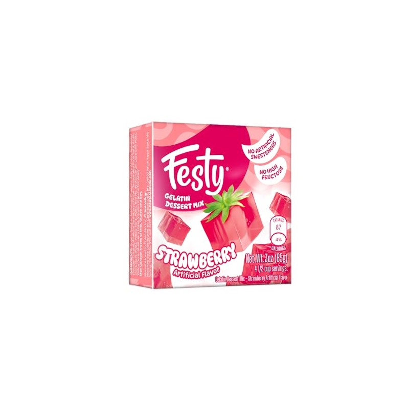 Festy Strawberry Gelatin Dessert Mix, 3 oz