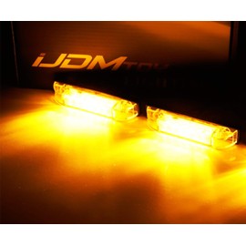 iJDMTOY Amber Lens 6-LED Side Marker Lamps, Compatible with Jeep Wrangler TJ JK, Bushwacker Flat Style Fender Flares, Waterproof