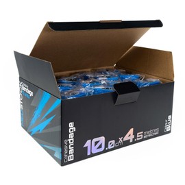 MEDSTOCK Cohesive Bandage, 10CM X 4.5M Stretched, Blue - 12 Rolls, Wound Care, Hypoallergenic, Breathable Elastic Self Adherent Wrap for People & Pets, Supports Injured Joints and Muscles