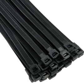Assorted Cable Ties Set of 100 White/Natural or Black Various Sizes to choose from 60 mm to 500 mm x Width from 2.5 to 4.8 mm Self-locking, black