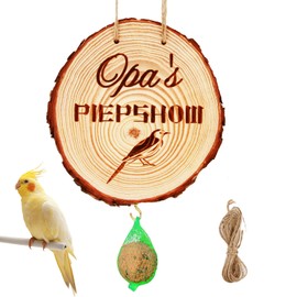 Fat Ball Holder Grandpa, Grandpa Garden Gift Made of Wood, Grandpa's Beep Show Hanging, Fat Ball Holder with 10 Mesh Bags, Original Wooden Gift for Grandpa for Garden Balcony