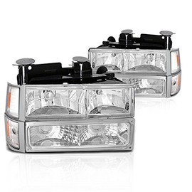 Instyleparts Chevy Fullsize CK C10 Clear Lens Headlights Parking Lights Corner Lights Set with Chrome Housing