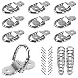 CLIO D Rings Tie Down Anchor 1/4"- Trailer Anchor Rings 1200 lbs, for Trailer Truck Bed Bracket Enclosed Points Pickup Camper Surface Mount 10-Pack D Hooks Heavy Duty (SLIVER)
