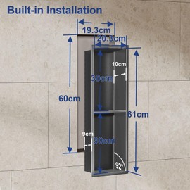 Elefloom Shower Niche, Stainless Steel Elegant Bathroom Niche, No Tile Needed Recessed Shower Shelf Organizer for Storage