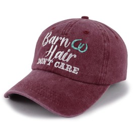 Horse Gifts for Girls Women Men, Funny Embroidered Barn Hair Don't Care Hat, Adjustable Cotton Animal Farm Horse Stuff Baseball Cap, Birthday Gifts for Dad Mom Friends Horse Lovers Farmer Ranch Owner