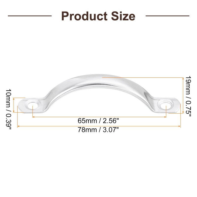 sourcing map Stainless Steel Door Pull Handles, 4Pcs 78mm/3.07" Long