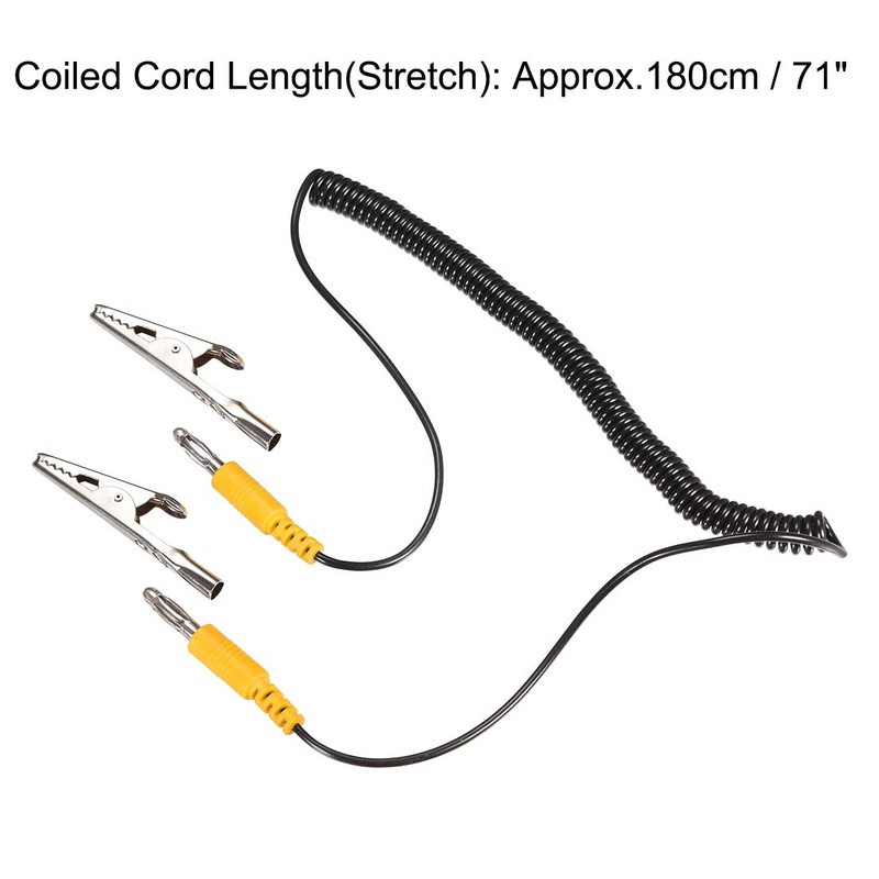 uxcell Anti-Static ESD Grounding Cable Coiled Cord, with Double Alligator
