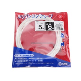 SK11 TU0604W-5 Polyurethane Tube Outer Diameter 0.2 inch (6 mm), Length 16.4 ft (5 m), White for Air Piping