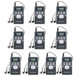 EXMAX® EXG-108 Wireless Portable Pocket DSP FM Stereo Radio Digital Receiver with Mini LCD Clock Earphone for Tour Guide System Teaching Meeting - 10 Pack (Gray)
