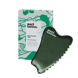 Pari Satiss Nephrite Jade Gua sha Facial Tool, Hand-Carved Premium Guasha Stone, Jawline Shaper for Women, Guasha Tool for Face and Body, Puffy Face Reducer, Skin Care Tools, Green