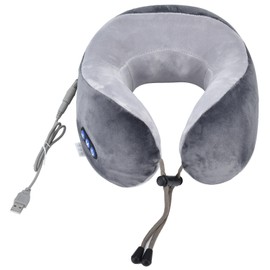 Neck Massage Pillow Electric UShaped Neck Massager USB Charging Massage Device Memory Foam Massage Pillow for Bedroom Library Office(Gray )