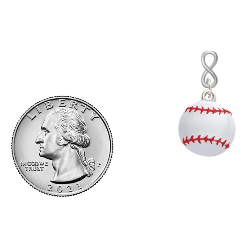 Delight Jewelry Silvertone Large White Enamel Baseball Silvertone Infinity Post
