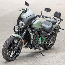 Motorcycle Front Headlight Fairing Mask Windshield Windscreen Compatible with Vulcan S VN650 VN 650 2015-2025 Headlamp Wind Deflector (Matte Black with Light Smoke)