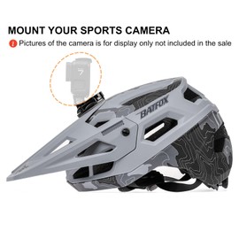 BATFOX Bike Helmet Mountain Bike Helmets for Men Women Adults MTB Bicycle Cycling BMX Bike Helmet, L(56-60CM), Gray W/Gopro base