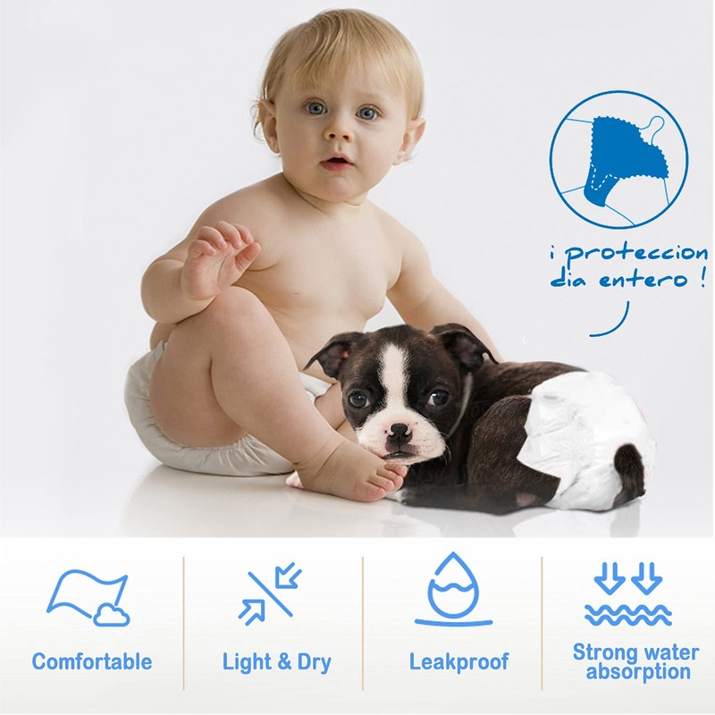 BPS 16 Pack Disposable Nappies for Dogs, Pets, Female, Puppy,