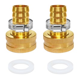 Garden Hose Adapter 5/8" Drip Irrigation Tubing to Faucet/ - Reusable Connector Fittings for Most Rain Bird, Orbit, Dig, Toro 5/8 Hose Barb x 3/4" (F) GHT Garden Extension Repair Fitting 2PCS