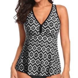 Talisea Womens Tankini Tops Only Racerback Swim Tops Flowy Modest Bathing Suit Tops No Bottom Geometry XXL