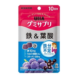 UHA Gummy Supplement, Iron & Folic Acid, Acai Mix Flavor, Standalone Pouch, , ,