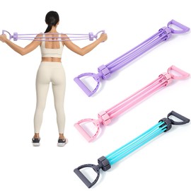 Soulchen 3 Pack Resistance Bands with Handles, 7-Tube Adjustable Resistance Bands, Exercise Elastic Ropes with Anti-Slip Handles, Training, Home Exercise, Fitness, Physical Therapy