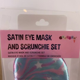 Iscream Girls One Size Colorful Satin Superstar Eye Mask & Scrunchie Set NWT