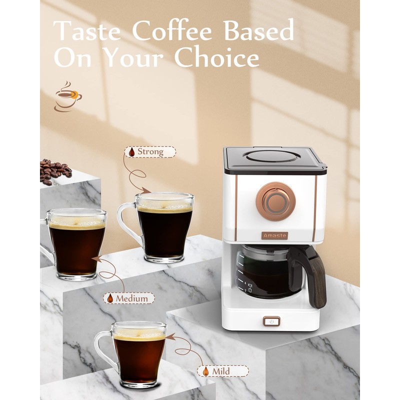 Amaste Retro Style Coffee Machine with 25 Oz Glass Coffee