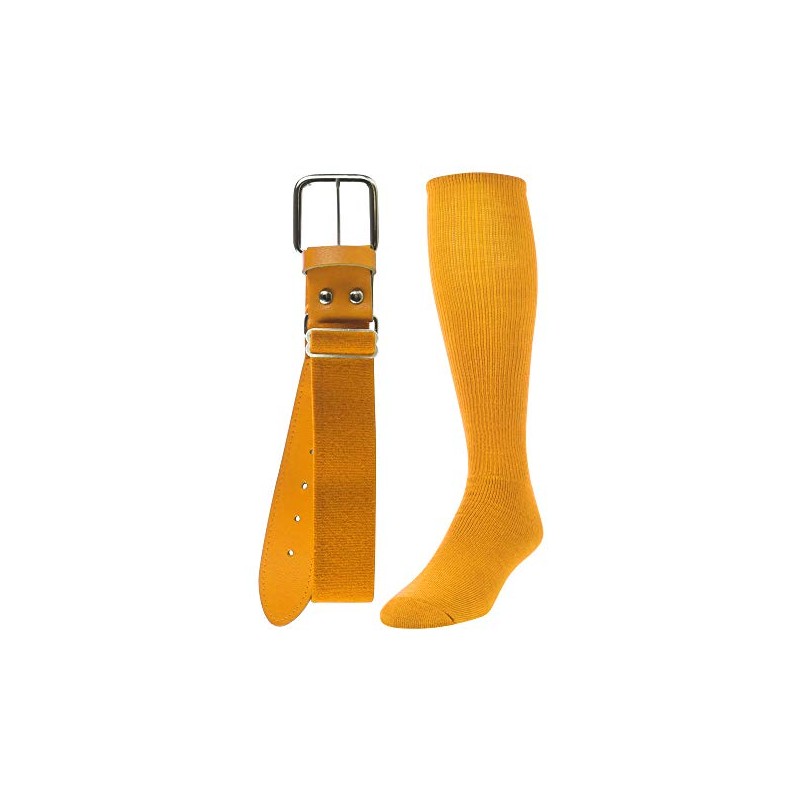 TCK Baseball/Softball Youth Belt & Socks Combo Set (Gold, Small)