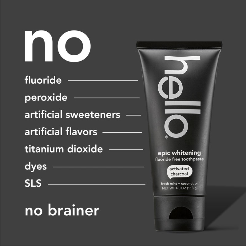 hello Epic Whitening Charcoal Fluoride Free Toothpaste, Activated Charcoal Toothpaste