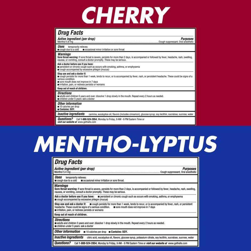 HALLS Cough & Throat Relief Cough Drops Variety Pack, 2