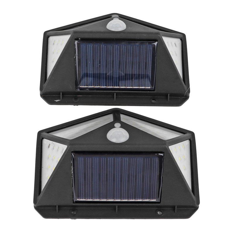2 Pcs Solar Motion Sensor Light 4 Sided 100 LEDs