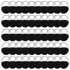 50 Pcs Pirate Eye Patches, Black Felt Pirate Eye Patches for Kids and Adults Adjustable Elastic Strap Soft Felt Eyes Patch for Marauder Theme Role Playing Theme Party Carnival