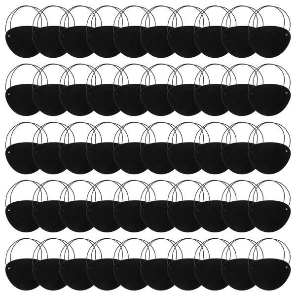 50 Pcs Pirate Eye Patches, Black Felt Pirate Eye Patches