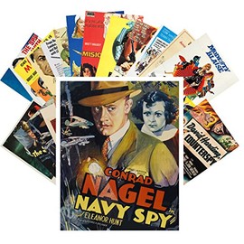 Pixiluv Vintage PostCards 24 pcs Spy and Secret Service Vintage Trash Movie Posters Ads