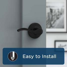 Weiser Belmont Matte Black Door Handle, Reversible Passage Lever, Interior Door Handles for Hall and Closet Door, Non-locking Hall/Closet Door Handles, Traditional Home Décor