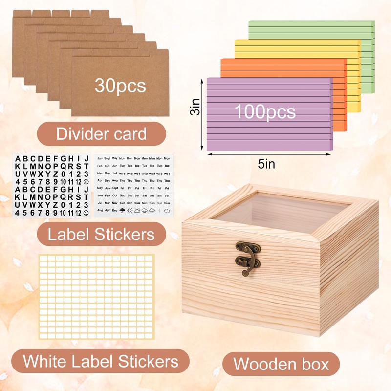 Index Card Holder 3x5, Recipe Cards Case with Clear Lid,