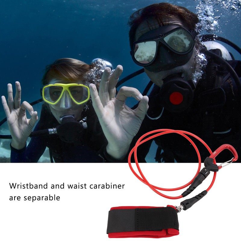 Freediving Lanyard Leash Diving Safety Rope Cable with Wristband Carabiner