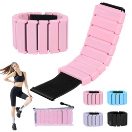 Bullpiano Ankle and Wrist Weights for Women Set of 2(1Lbs Each),Ankle Weights Adjustable Silicone Weighted Bracelet Wrist Weights for Walking, Gym, Pool Exercise, Yoga, Dance (Pink)