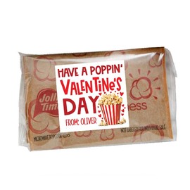 Custom Large Have a Poppin Valentine's Day Labels for Treat or Candy Bag Popcorn Microwave | Glossy Stickers for School Gifts Valentine Gift