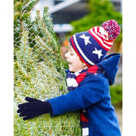 Geyoga 3 Pairs Kids Fleece Gloves Youth Winter Warm Glove Full Finger Toddler Mittens for Boys Girls Outdoor(Medium (8-12 Years),Blue, Gray, Black)