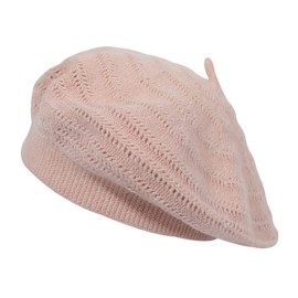 ZLYC Women's Beret Classic French Beret Plain Warm Beret, knitting pink