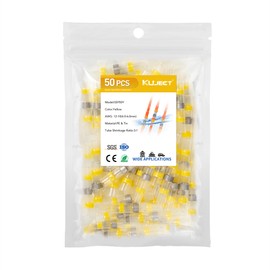 Kuject Solder Connector with Heat Shrink Tubing, Pack of 50 Cable Connectors, Waterproof, Cable Connect 4.0-6.0 mm², AWG 12-10 (Yellow)
